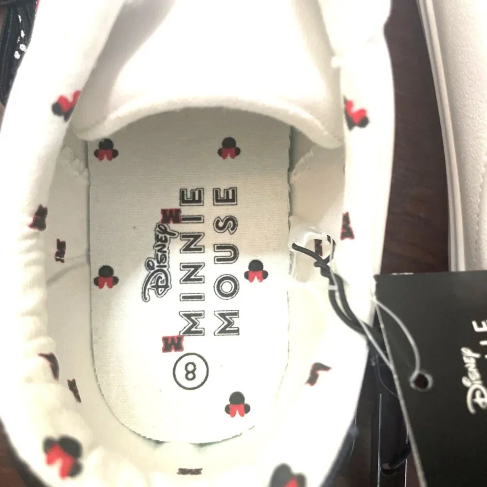 Disney NWTMinnie Mouse Women's Logo White Lace Up Low Top Court Sneakers Sz8 NEW